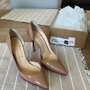 Christian Louboutin - 38.5 iriza 100 patent nude shoes